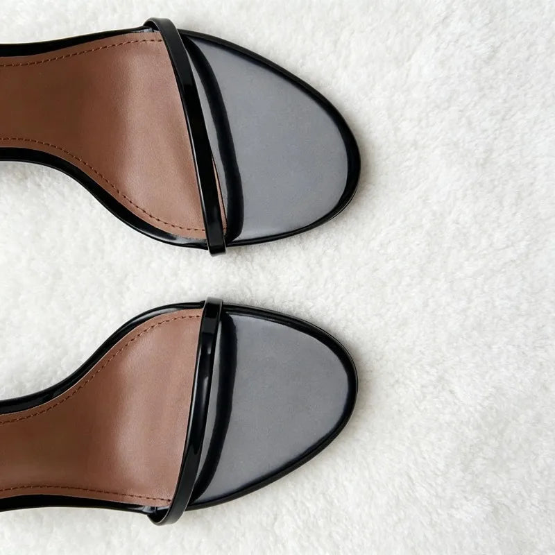 Women's Black Ankle Strap Heeled Pumps