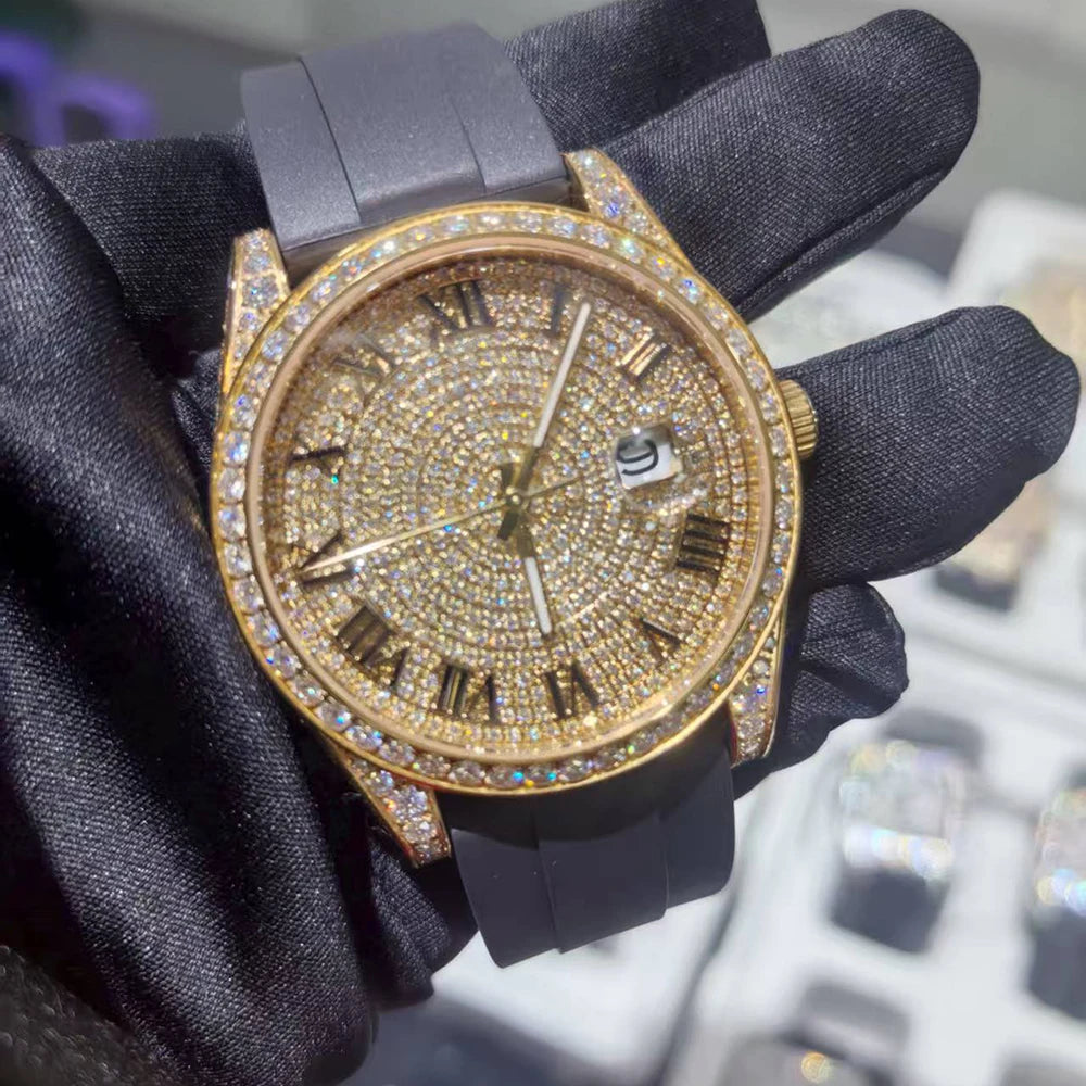 Luxury Iced Out VVS Moissanite Mechanical Watch