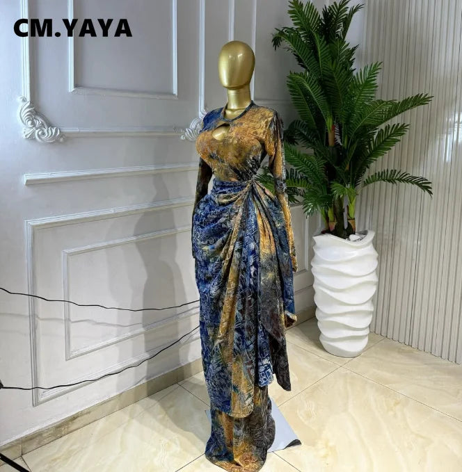 Tie-Dye O-Neck Hole Maxi Dress