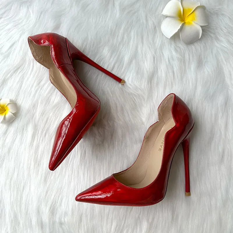 Shiny Electric Red Patent Leather Heels
