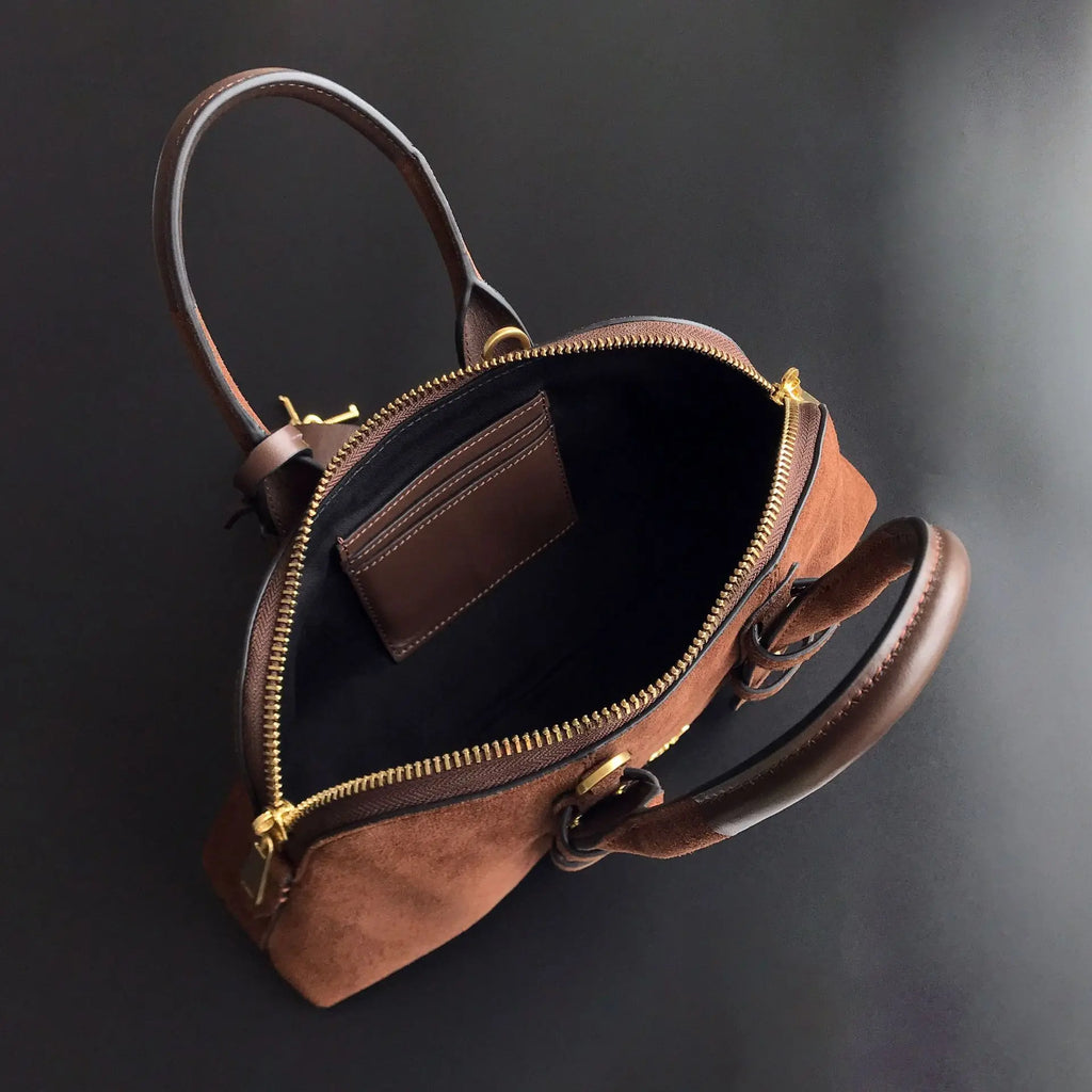 Luxury Pinko-Inspired Leather Swallow Bowling Bag