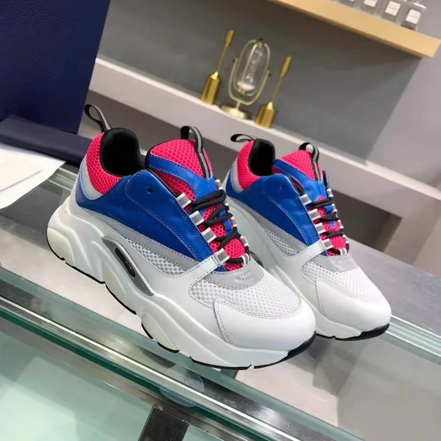 Unisex Leather Mesh Dad Sneakers – Lightweight & Stylish