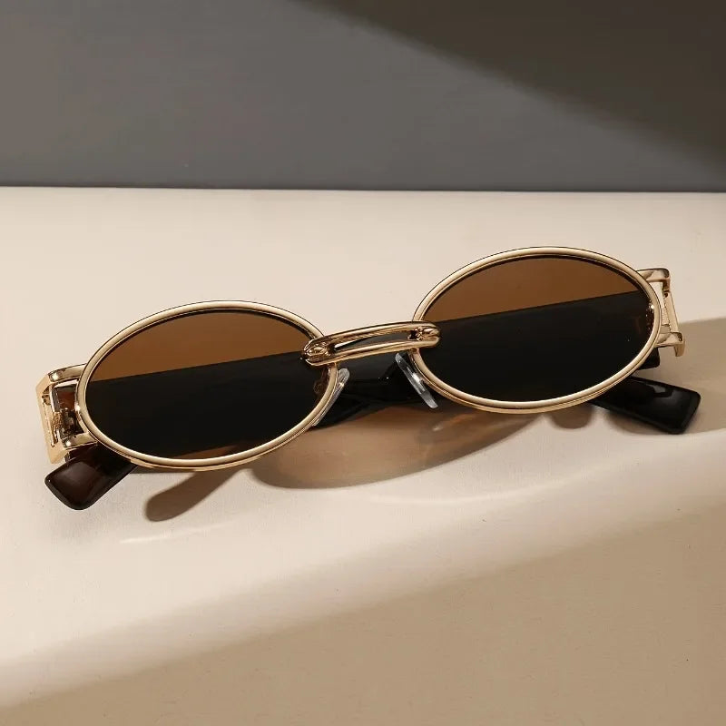 Retro Oval Metal Beach Sunglasses