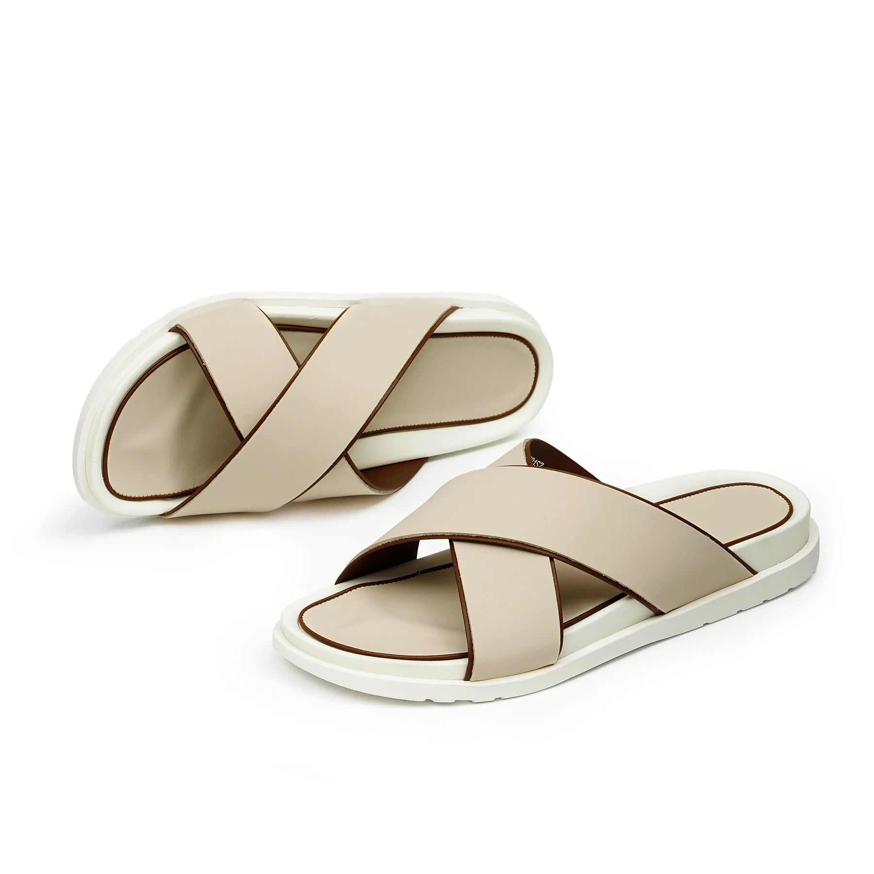 Premium Men’s Leather Cross Sandals – Casual Summer