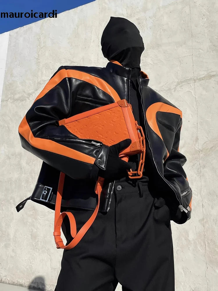 Mauroicardi Color-Block Faux Leather Jacket