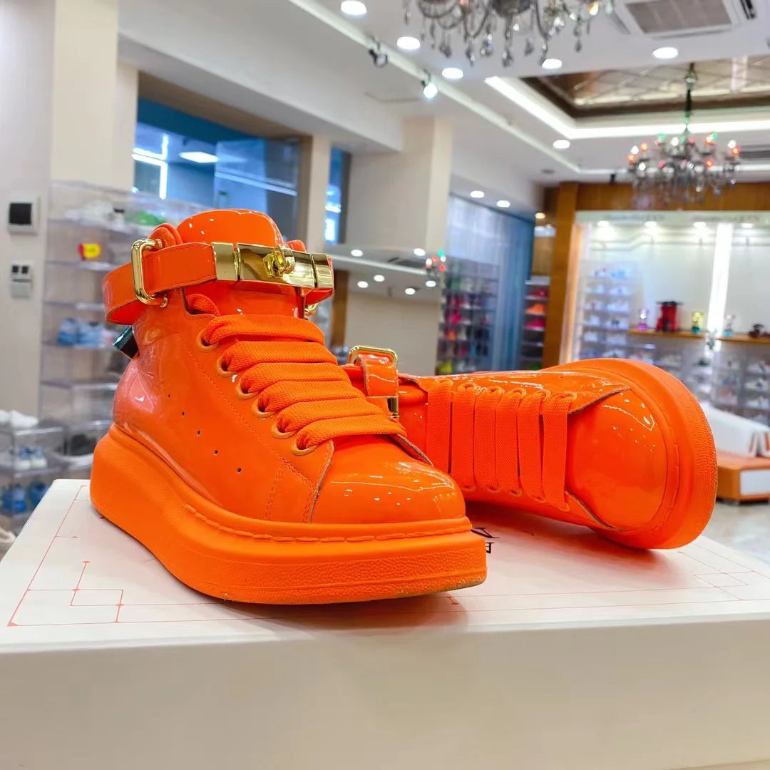 Luxury Men’s Patent Leather Platform Shoes