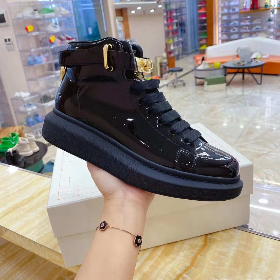 Luxury Men’s Patent Leather Platform Shoes