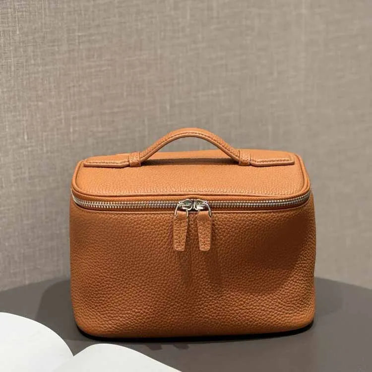 Portable Square Leather Vanity Bag