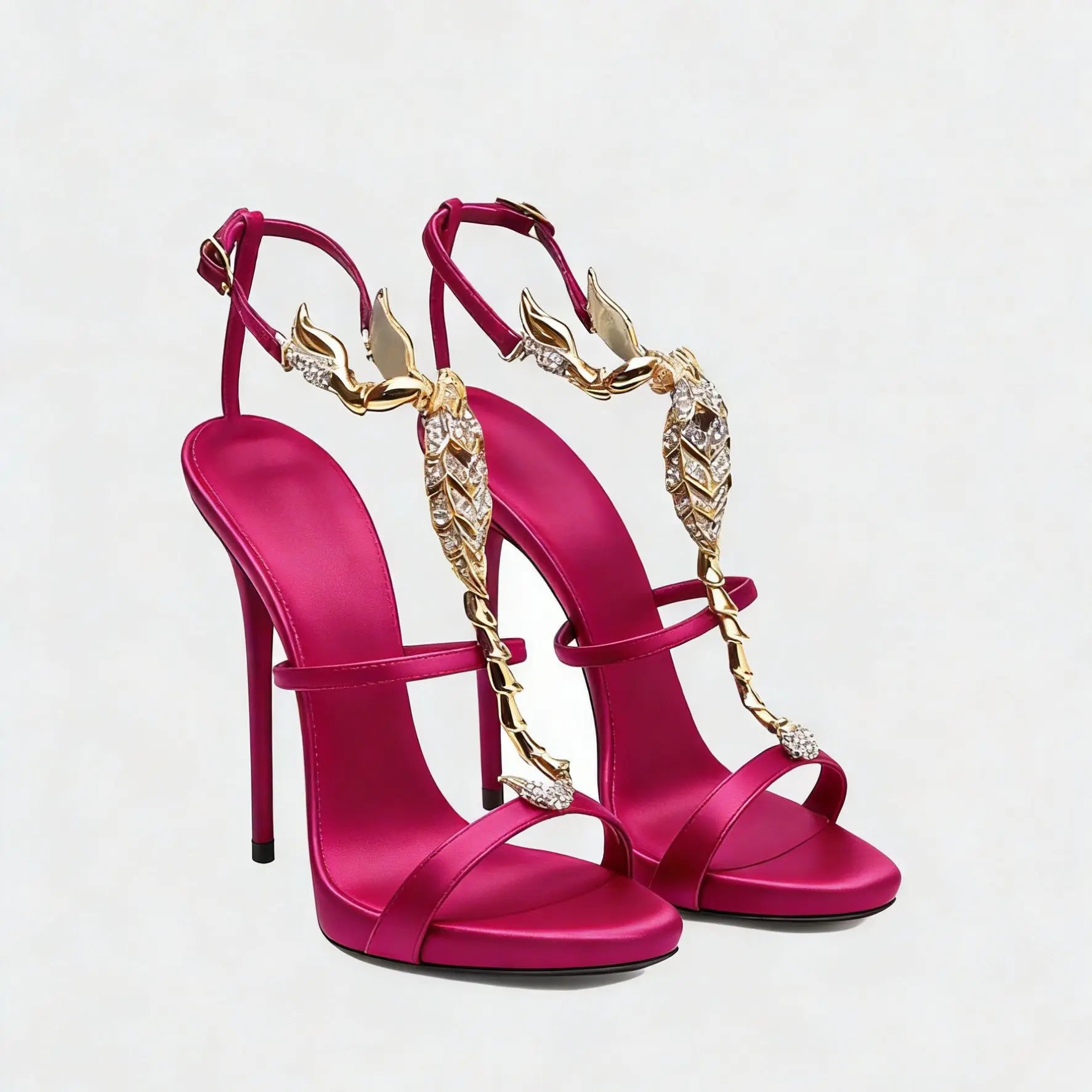 Rhinestone Scorpion Round Toe Stiletto Sandals