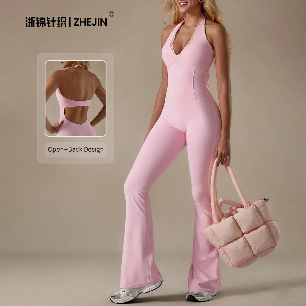 Lace V-neck One-piece Yoga