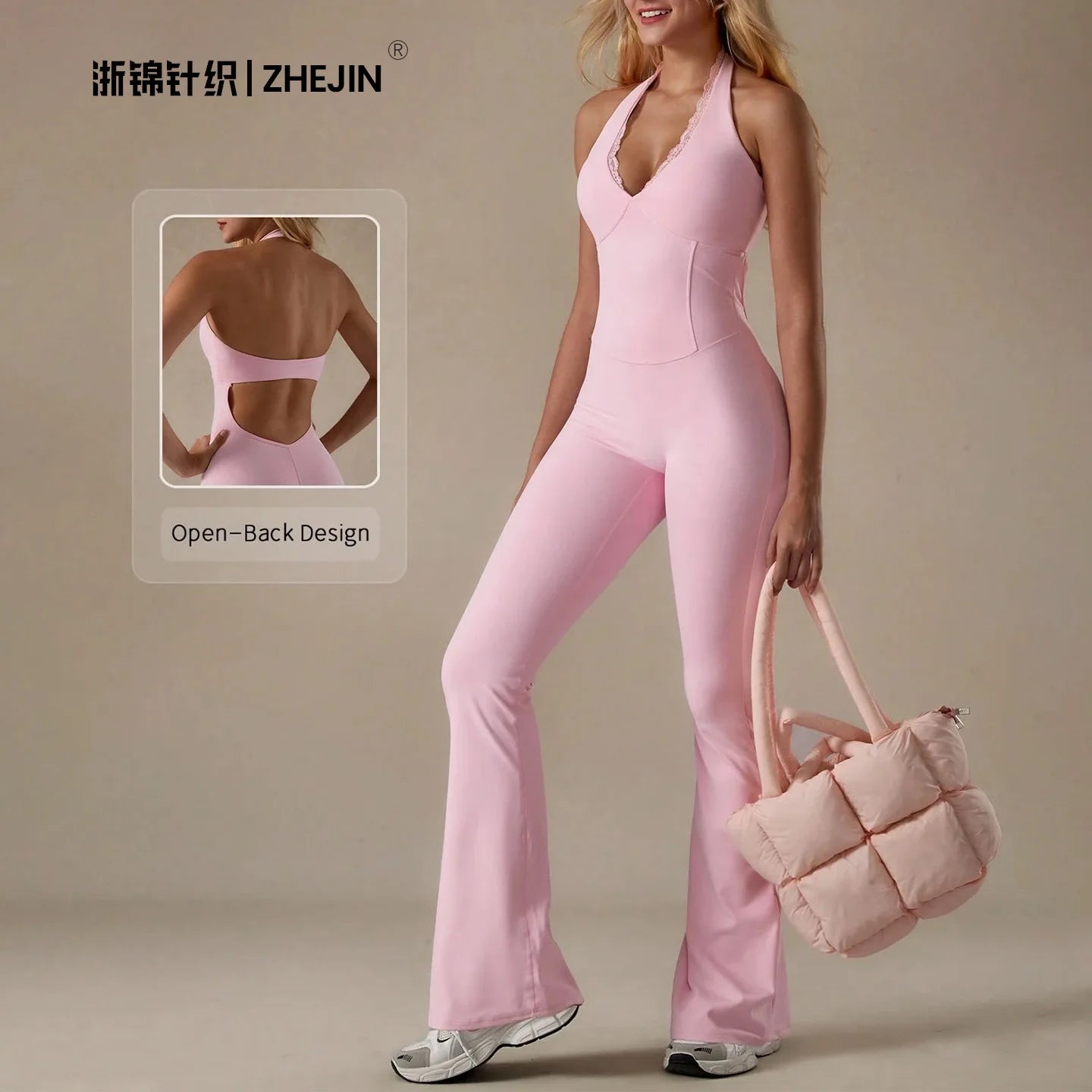 Lace V-neck One-piece Yoga