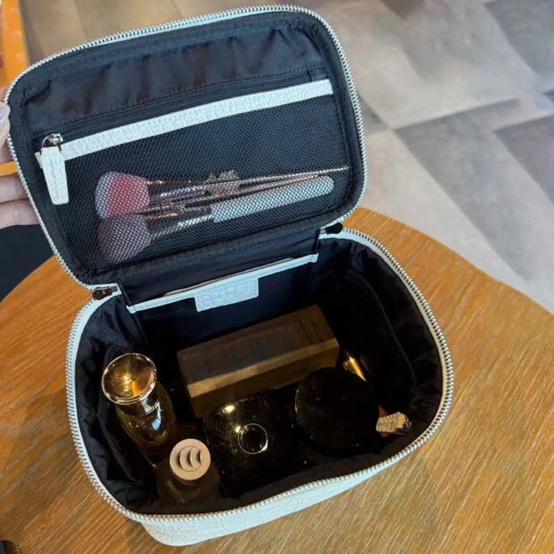 Portable Square Leather Vanity Bag
