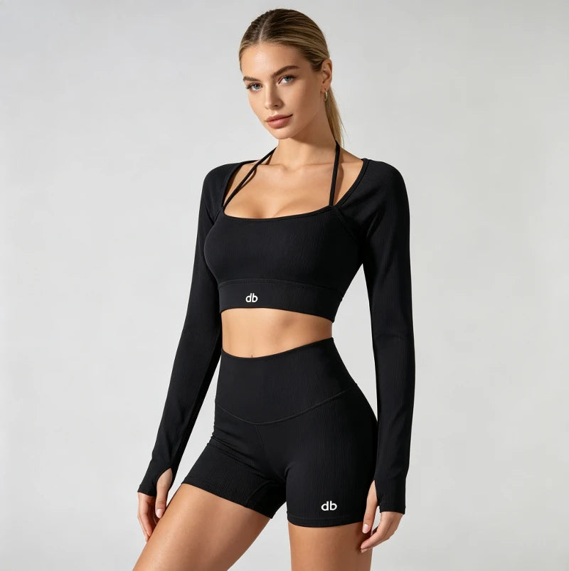 Letter Print Long Sleeve Workout Set