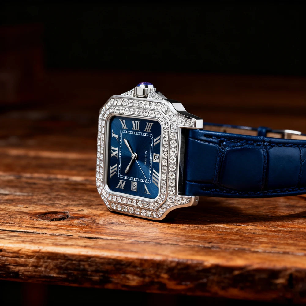 SEAKOSS 40mm Luxury Iced Out Moissanite Watch