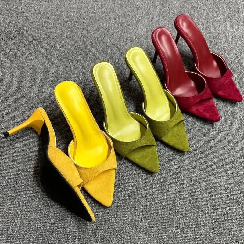 Elegant Slip-On Open Toe Heeled Mules