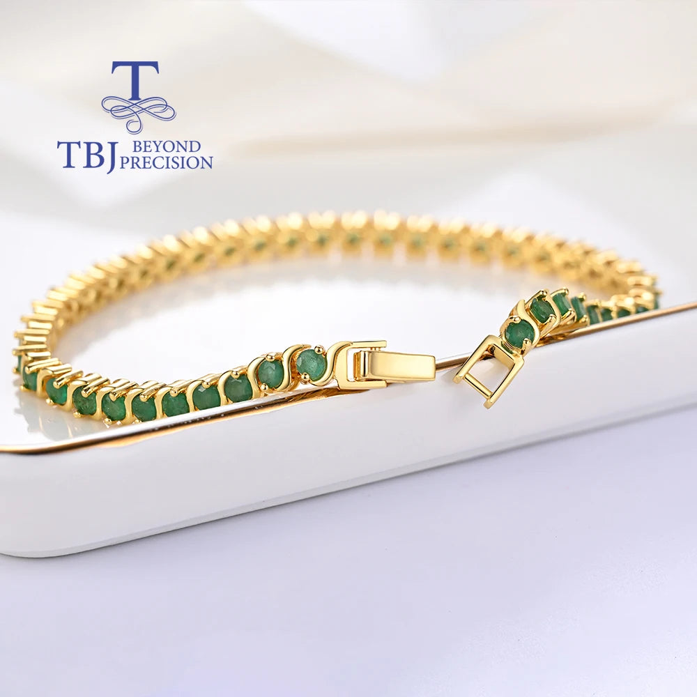Natural Emerald S925 Silver Bracelet