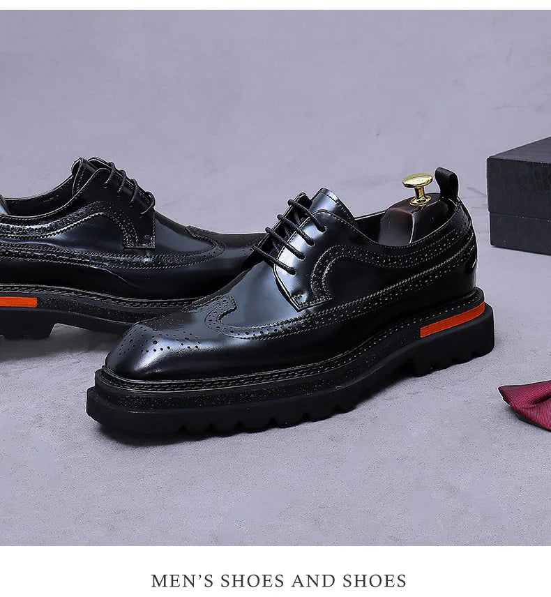 Luxury Men’s Leather Oxford Shoes – Thick Sole